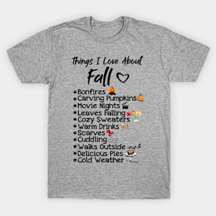 Things I Love about Fall Happy Halloween Gift T-Shirt